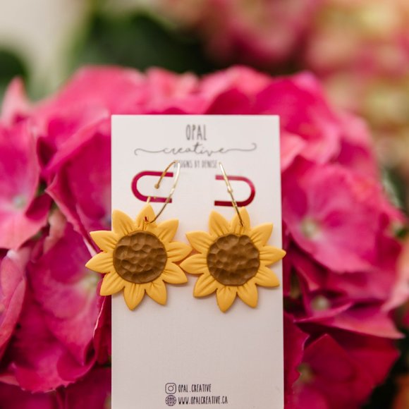 Sunflower Polymer Clay Earrings - Picture 4 of 4